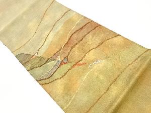 すくい織抽象よろけ横縞模様織出し袋帯
